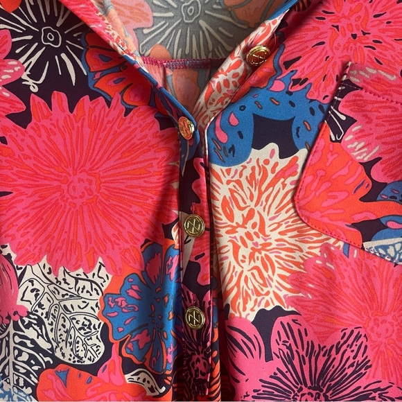 Tracy Negoshian Pink 3/4 sleeve button up dress summer beach casual cover up XL - Picture 3 of 8